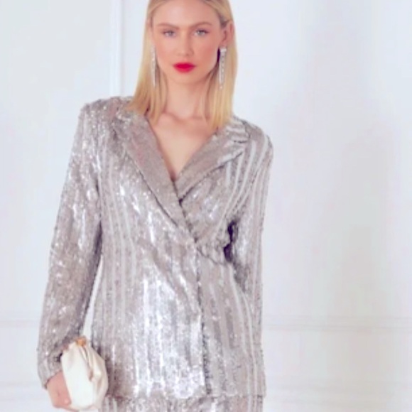 Vici Jackets & Blazers - Kyrie Striped Sequin Blazer